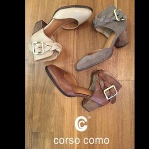 Corso Como Grey Suede Burlap Block Heel